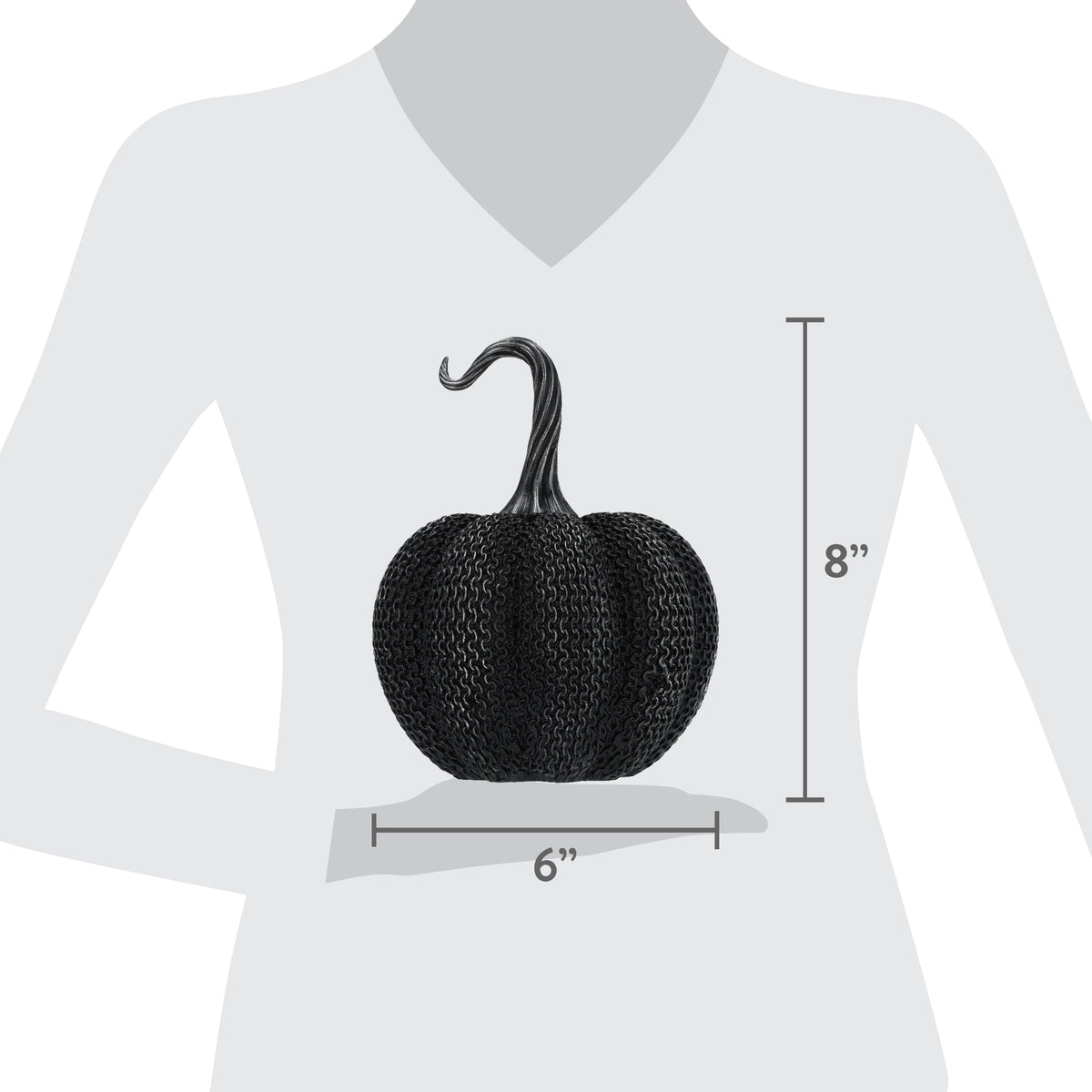 Resin Textured Pumpkin Decoration, Black, 7.9", Halloween by Way To Celebrate
