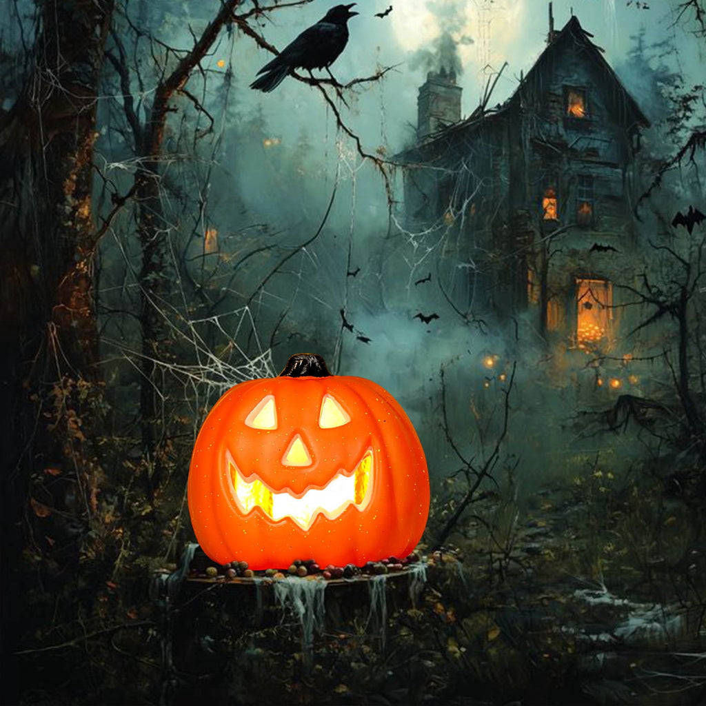 SRUILUO Halloween Light up Jack-O-Lantern, Fall Thanksgiving Pumpkin Light Decorations, Pumpkin Prop with LED Light, Halloween Tabletop Decorations Props for Indoor Outdoor Decor (No Battery)