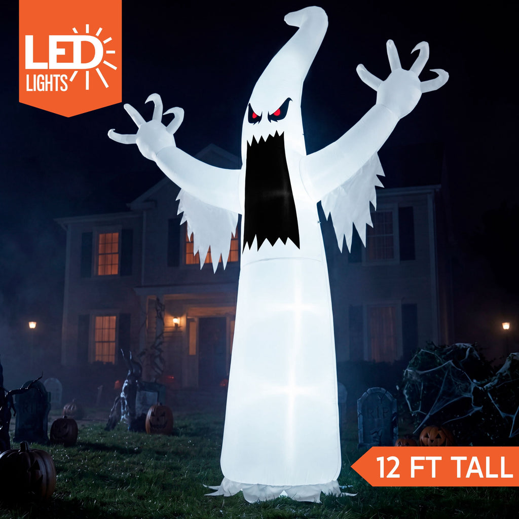 Joyfy 12ft Halloween Ghost Inflatable,Giant Ghosts inflatables with Build-in LEDs Outdoor Decorations,Blow Ups Halloween Yard Inflatables