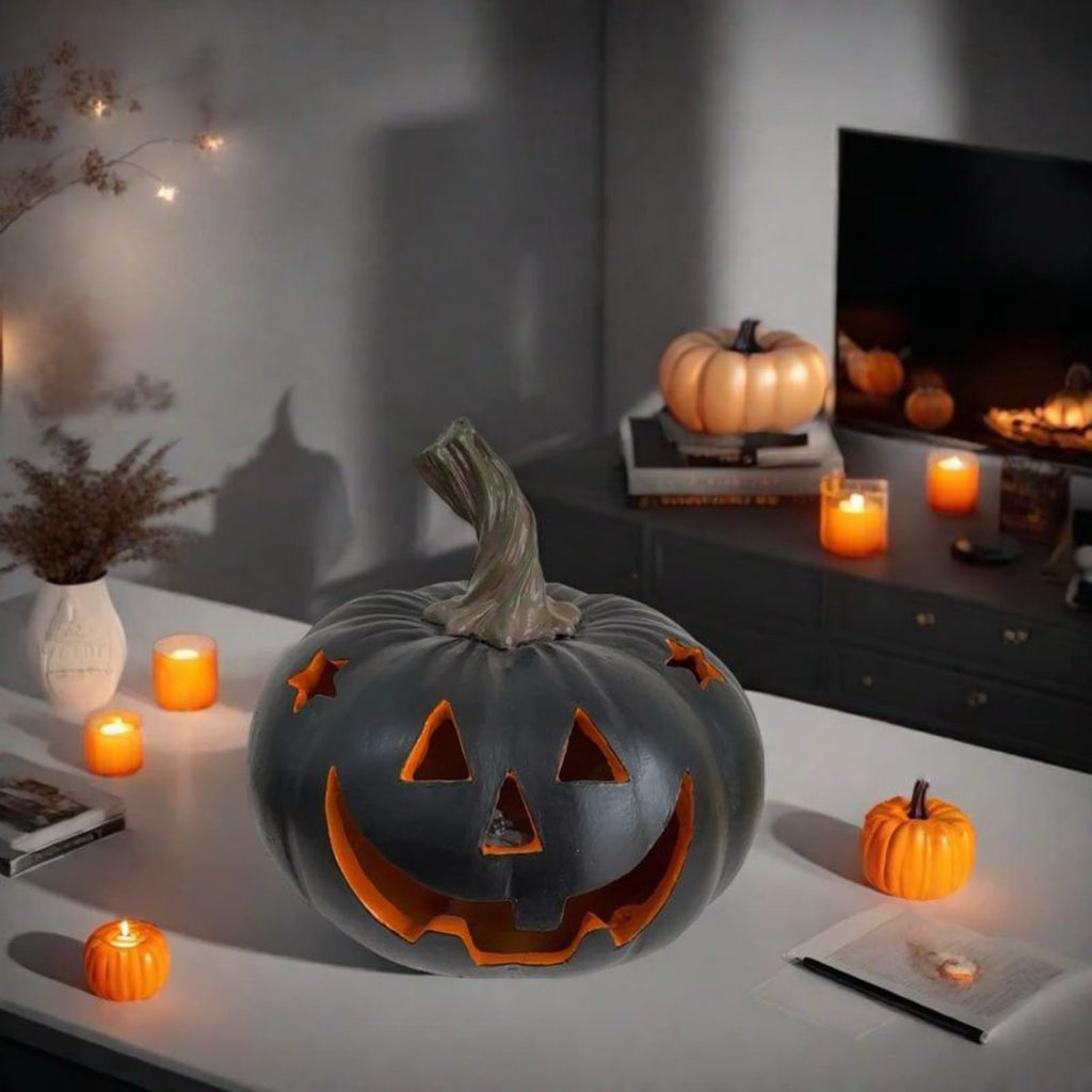 Aximioll Halloween Scary Pumpkin Lights — Grey Tone with Eerie Glow, Halloween Decorations for Front Yard Pathways, Trick or Treat Routes & Outdoor Haunted Displays for creepy outdoor setups