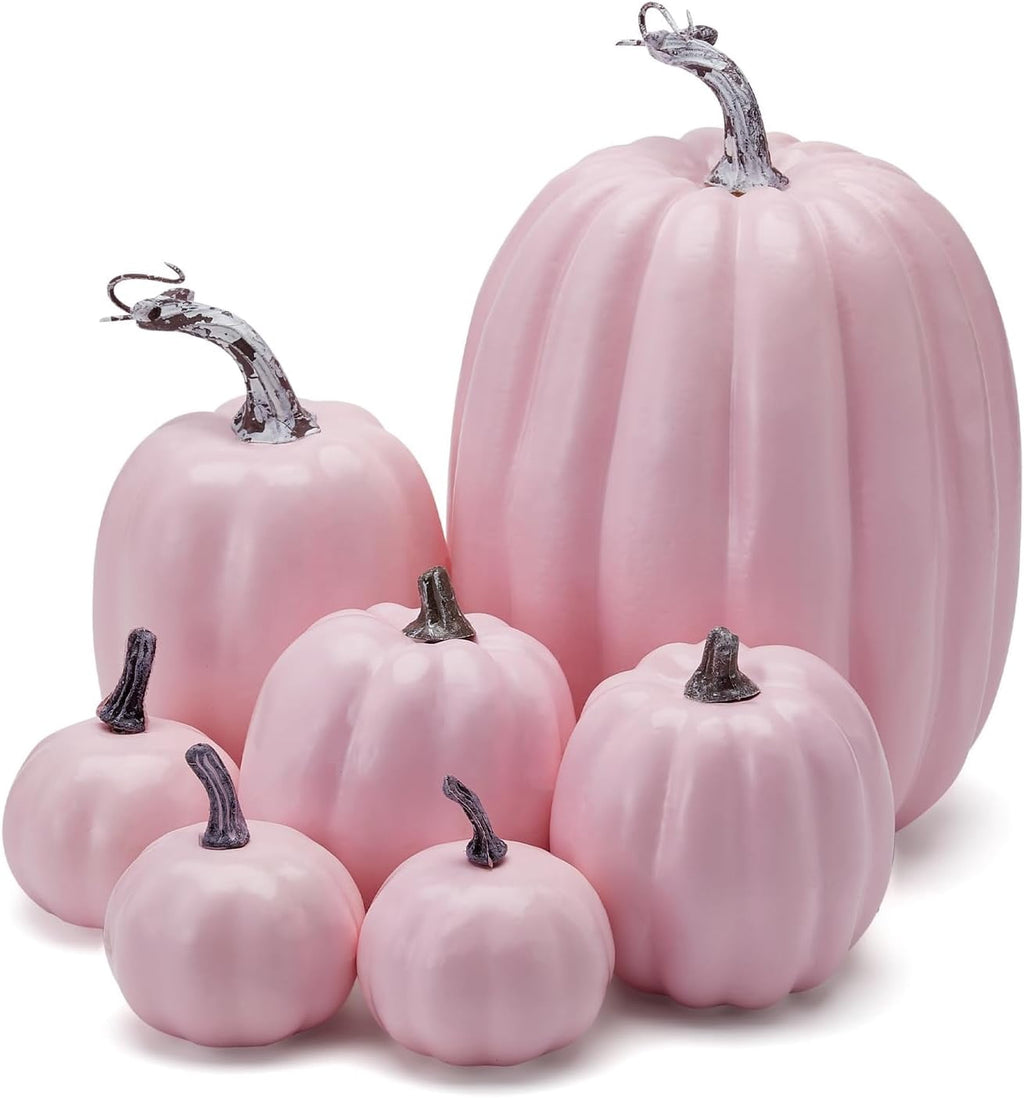 7Pcs Fake Pumpkins Artificial Plastic Pumpkins Decorations Foam Pumpkins for Fall Halloween Home Decor (Blue, One Size)