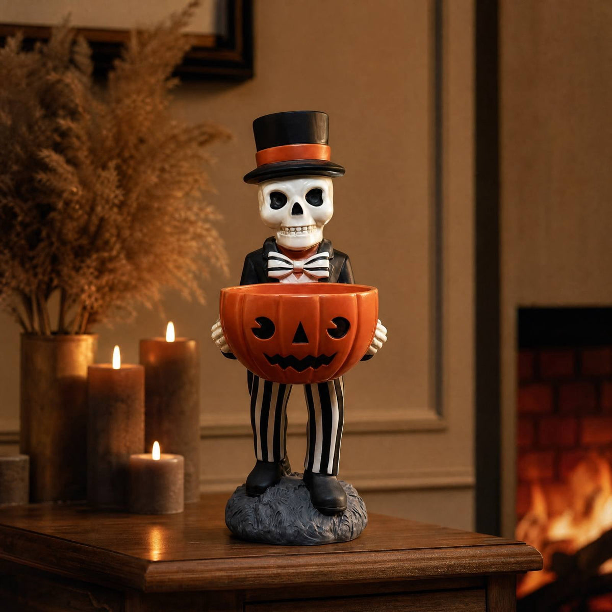 Lighted Halloween Ghost Candy Bowl, Cute LED Ghost Holding Pumpkin Candy Bucket for Trick or Treat, Outdoor Halloween Decorations for Front Porch, Indoor Yard Patio Halloween Decor
