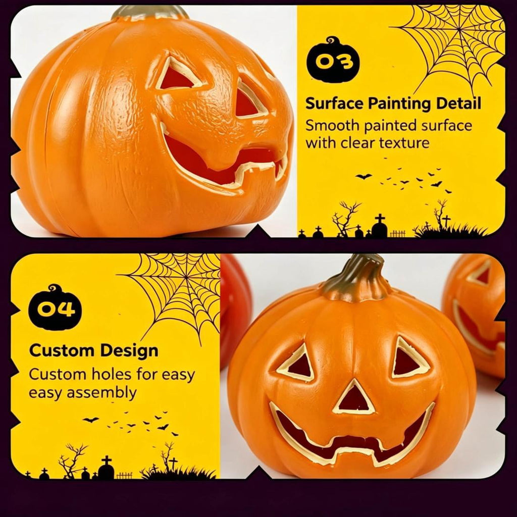 JOGZMZ 4.7 Inch Glow in Dark Halloween Pumpkin Decor - Indoor/Outdoor Jack O Lantern with Eerie Lighting, Weather-Resistant for Spooky Scene Decoration