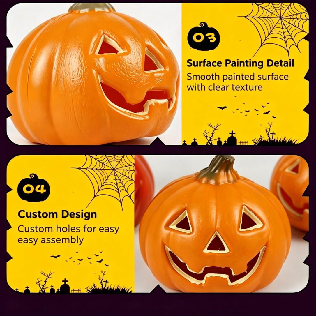 JOGZMZ 4.7 Inch Glow in Dark Halloween Pumpkin Decor - Indoor/Outdoor Jack O Lantern with Eerie Lighting, Weather-Resistant for Spooky Scene Decoration