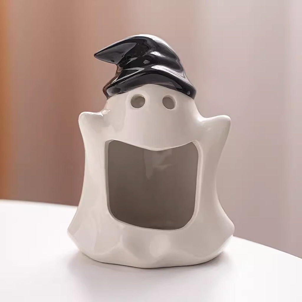 SCNOR Friendly Ghost Statue with Pumpkin Candy Bowl, 11.8 Inch Halloween Decoration for Outdoor Porch, Yard, Patio & Indoor