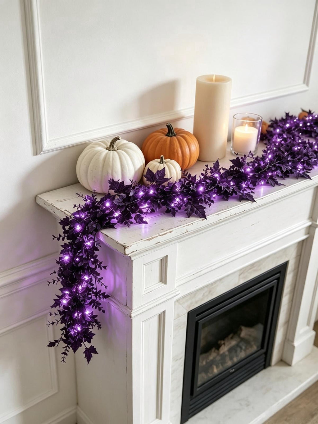 68 Inch Black Halloween Garland, Fall Artificial Vine, Thanksgiving Wall Decor for Home Mantel