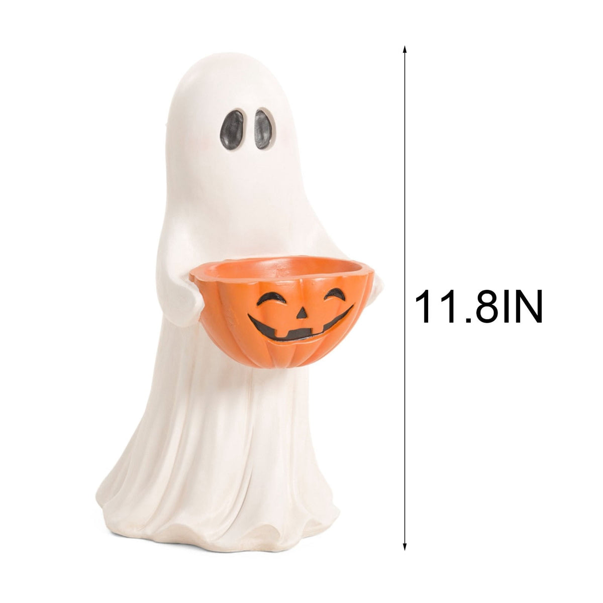 Halloween Safe Ghost Candy Bowl 14 Inch Pumpkin Treat Holder for Candy Cookies Snacks Trick or Treat Table Decor(White)
