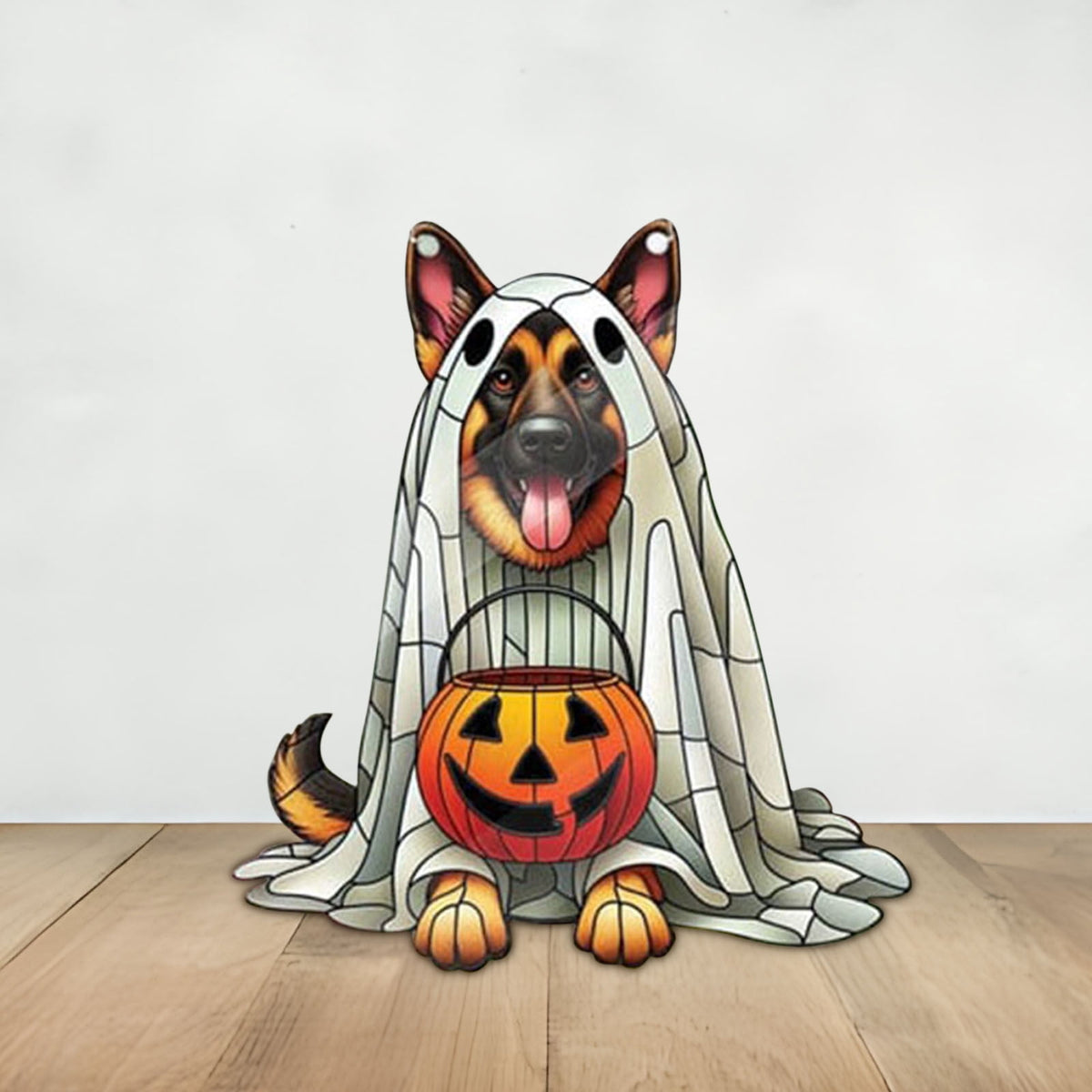 Deeceymbur Halloween Window Hanging Acrylic Pumpkin Dog Decoration Spooky Home and Window Decor A