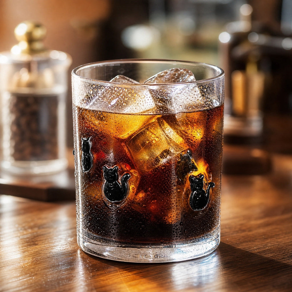 Qocolcyl Halloween Icon Glass Cups- 350ml Pumpkin Black Cat Bat Ghost Stemless Wine Glasses Old Fashioned Icon Hand Blown Drinking Cups for Party Supplies&Gift