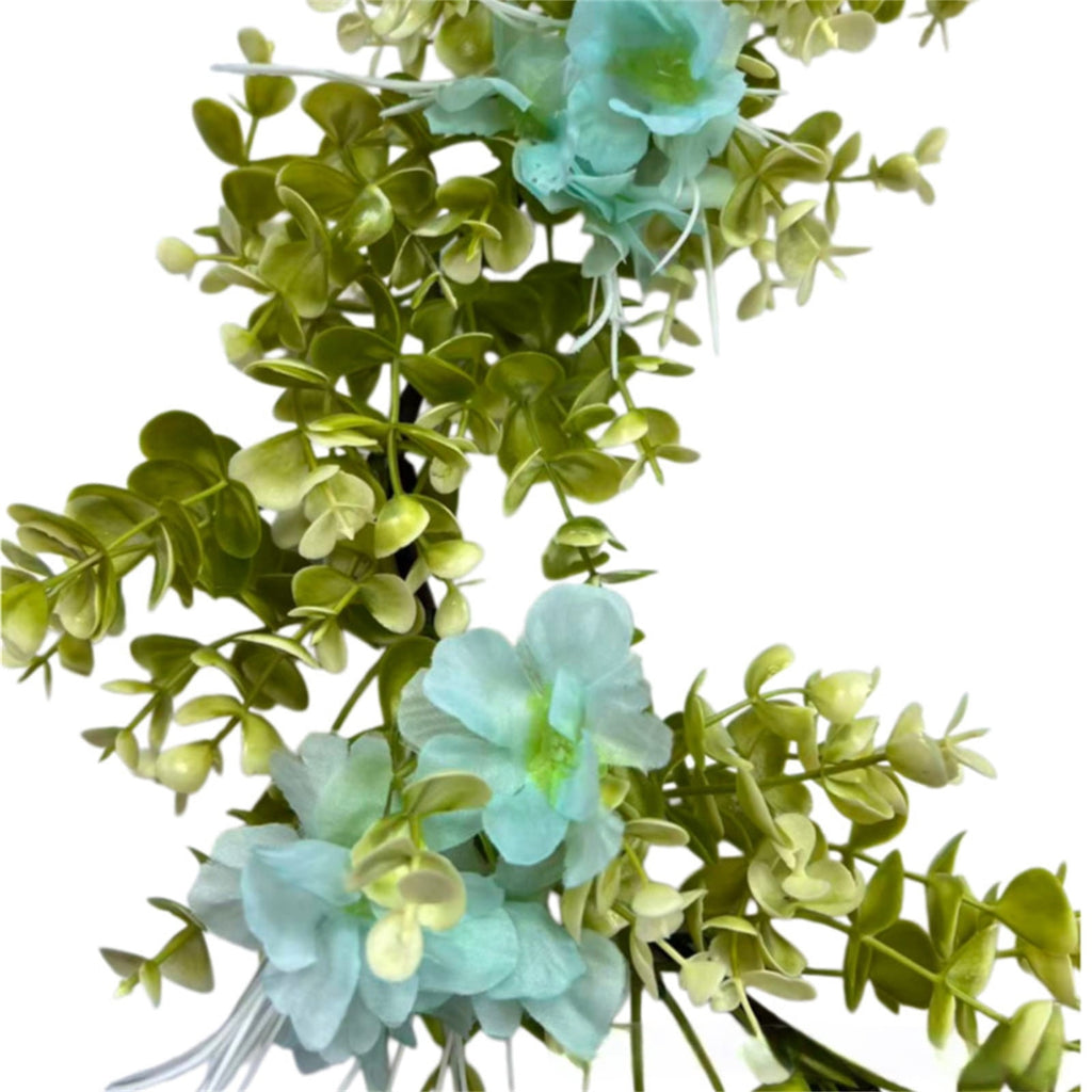 Spring Artificial Flowers Garland, 70 inch Fake Eucalyptus Vine Cherrys Blossoms Hanging Garland Rattan for Mantle Fireplace Wedding Indoor Outdoor Home Decor