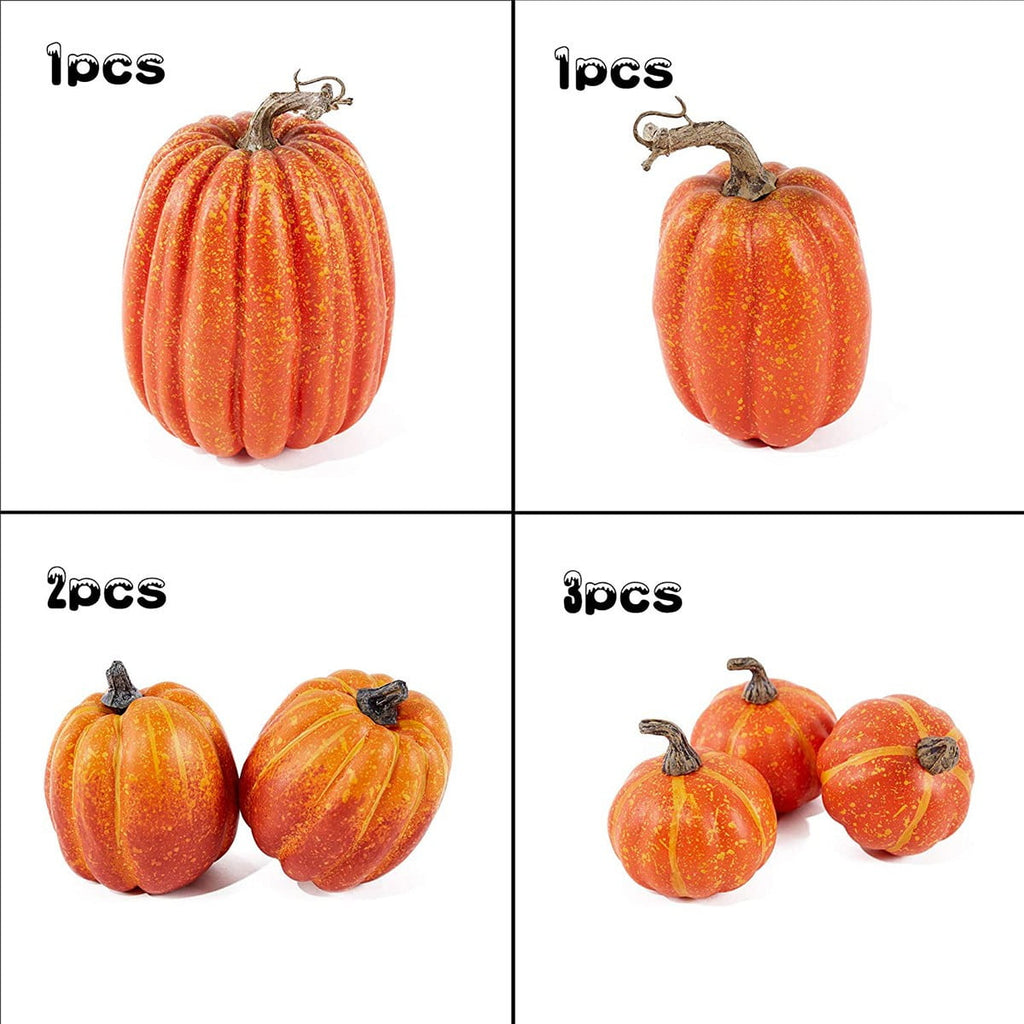 7 Pcs Assorted Sizes Artificial Pumpkins Fall Decor Fake Faux Foam Pumpkins for Halloween Thanksgiving Harvest Home Table Decor (Pink)
