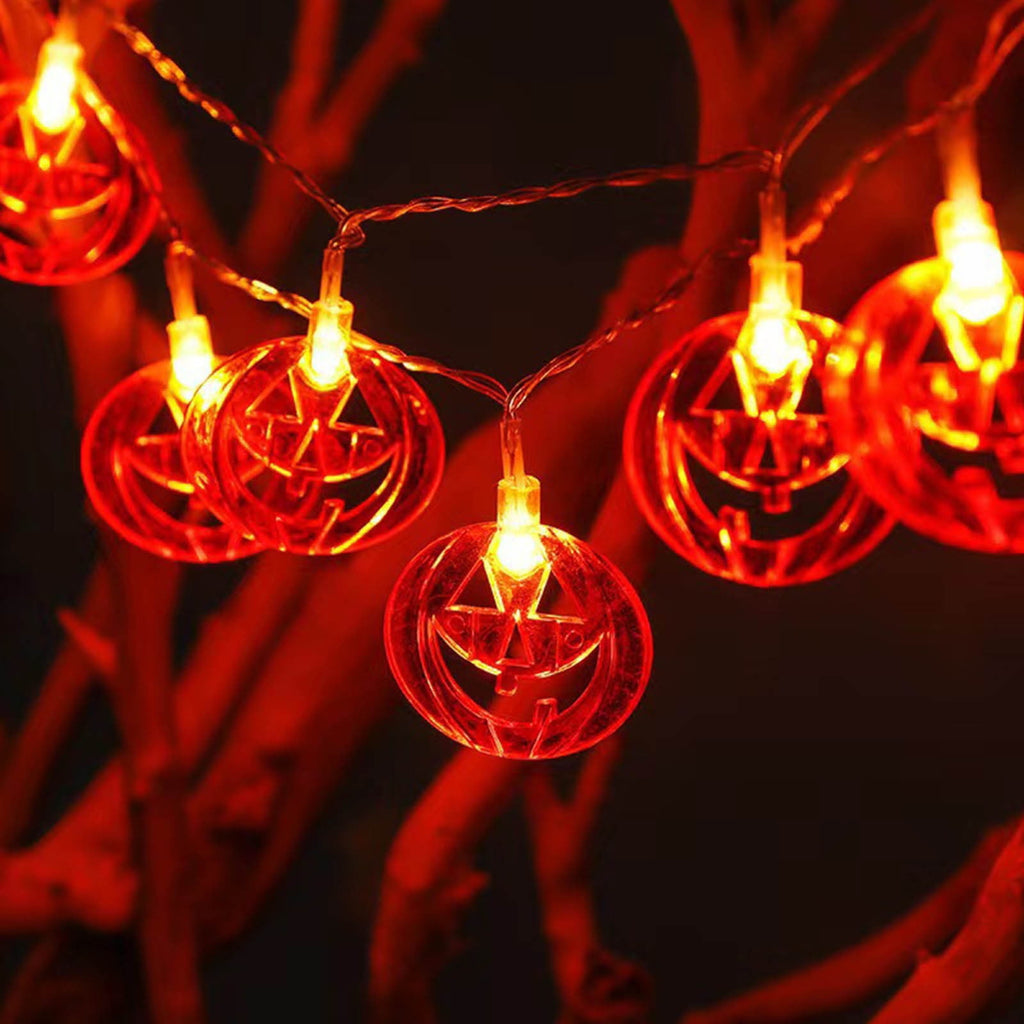 Halloween's String Lights Battery Operated 6.56FT 10 LED 3D Pumpkin Bat Ghost Light with Timer 8 Light Modes For Window Indoor Outdoor Decor Halloween Party Decorations