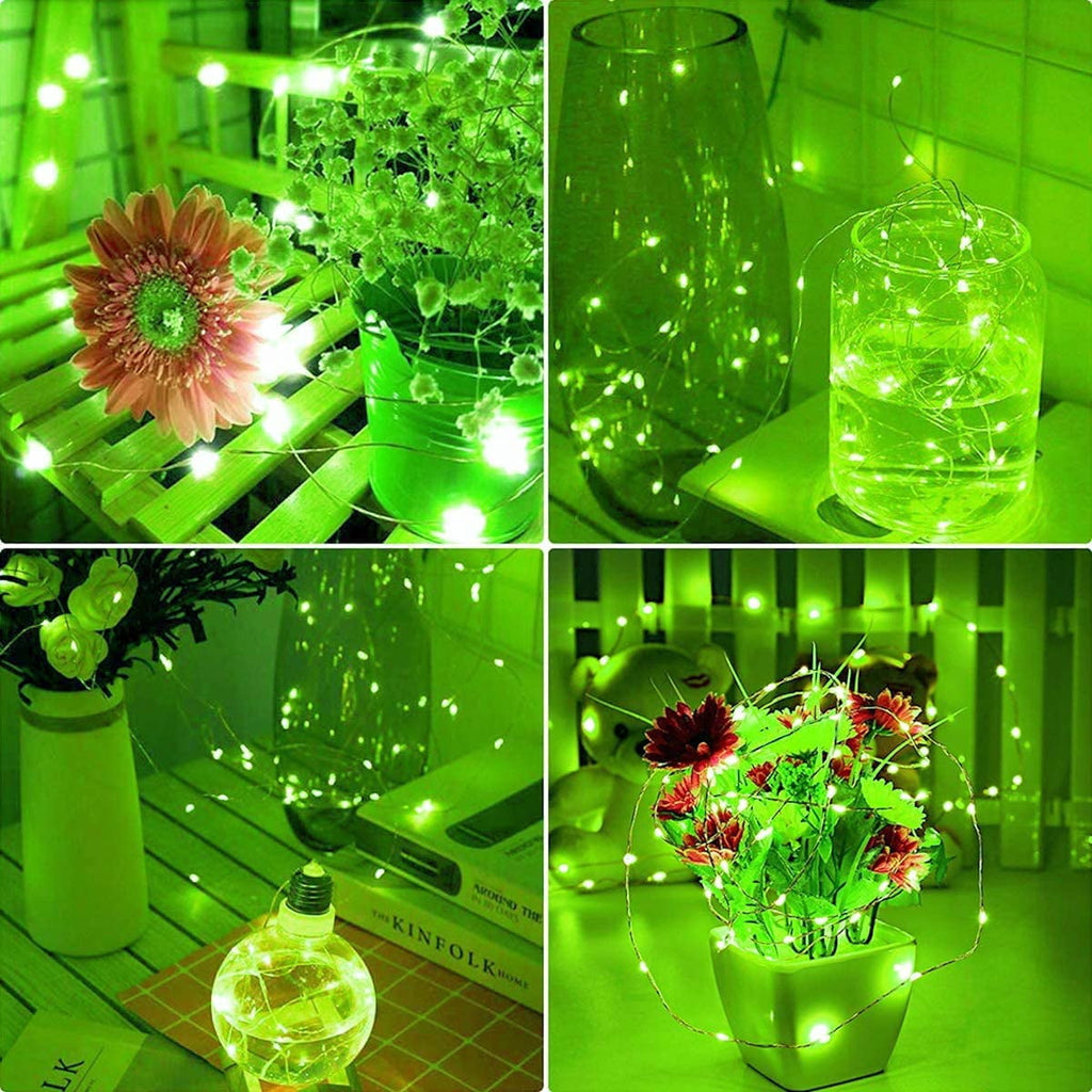 AWLYLNLL 20 Pack Led Fairy Lights Battery Operated String Lights Waterproof Silver Wire 7 Feet 20 Led Firefly Starry Moon Lights for DIY Wedding Party Bedroom Patio Christmas (20 Pack, Green)