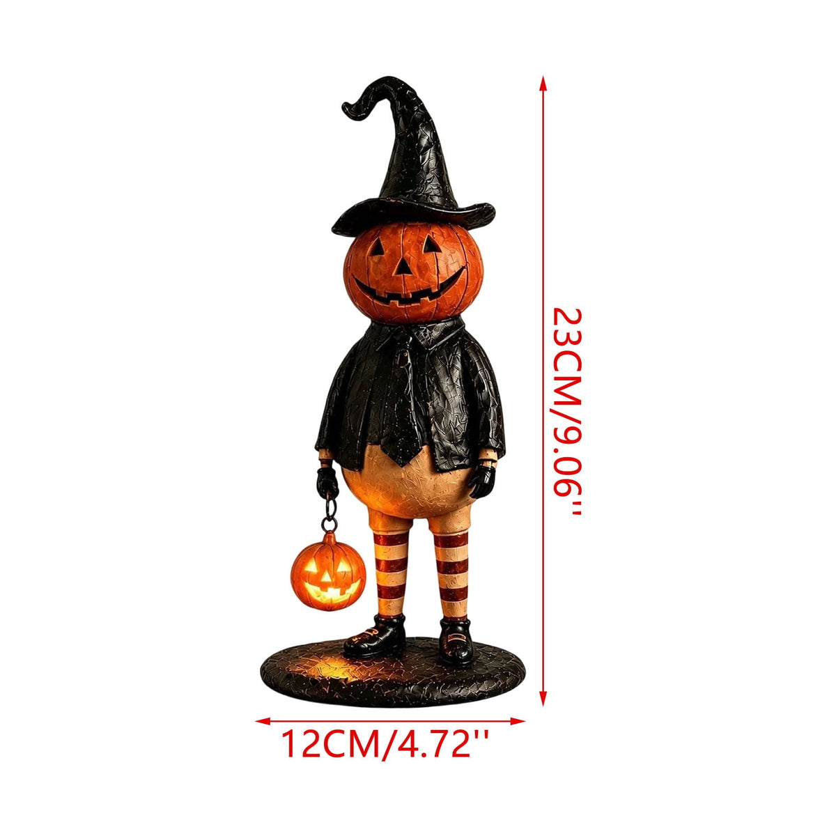 Fall Decorations for Home, 7.9in Lighted Halloween Scarecrow Dog Figurine, Resin Thanksgiving Halloween Garden Dogs Figurines for Autumn Harvest Porch Yard Garden Decor
