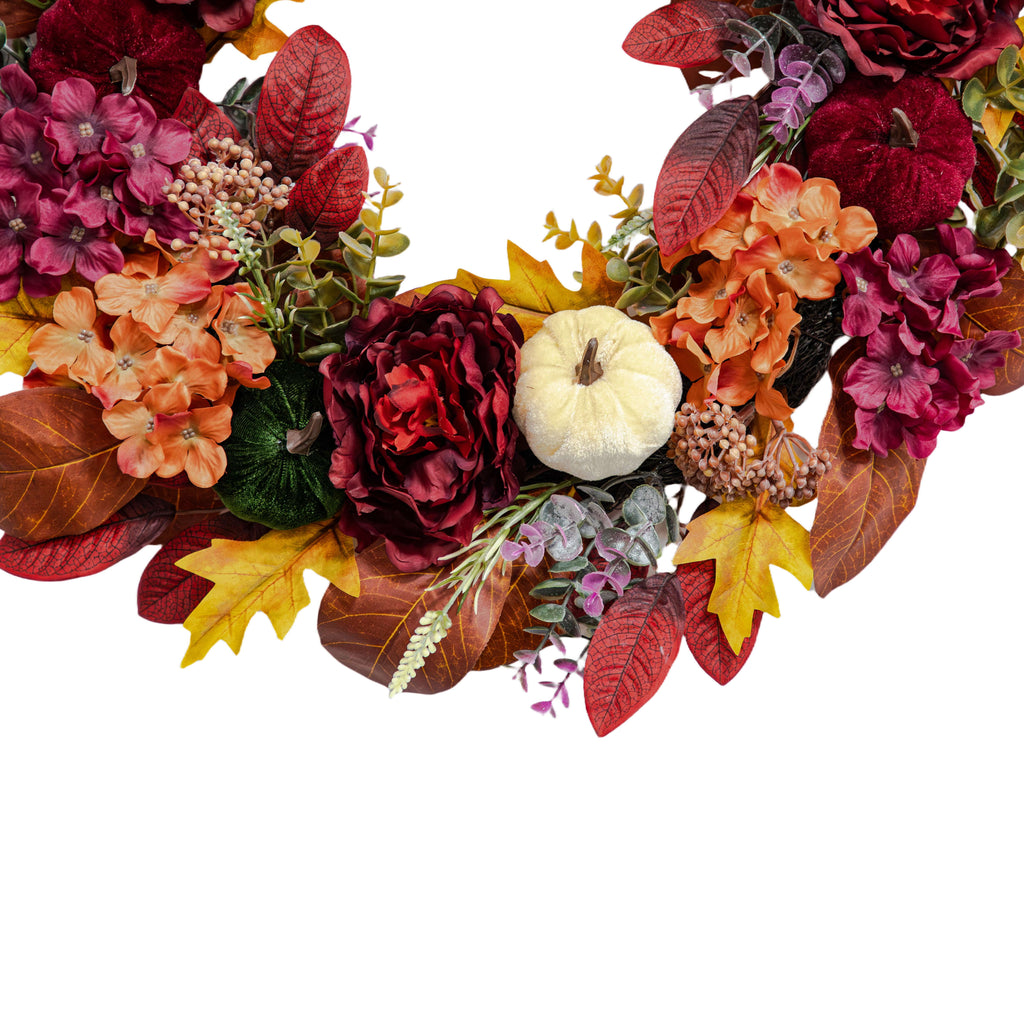 Peonies and Hydrangeas Wreath, Multicolor, 24", Fall by Way To Celebrate