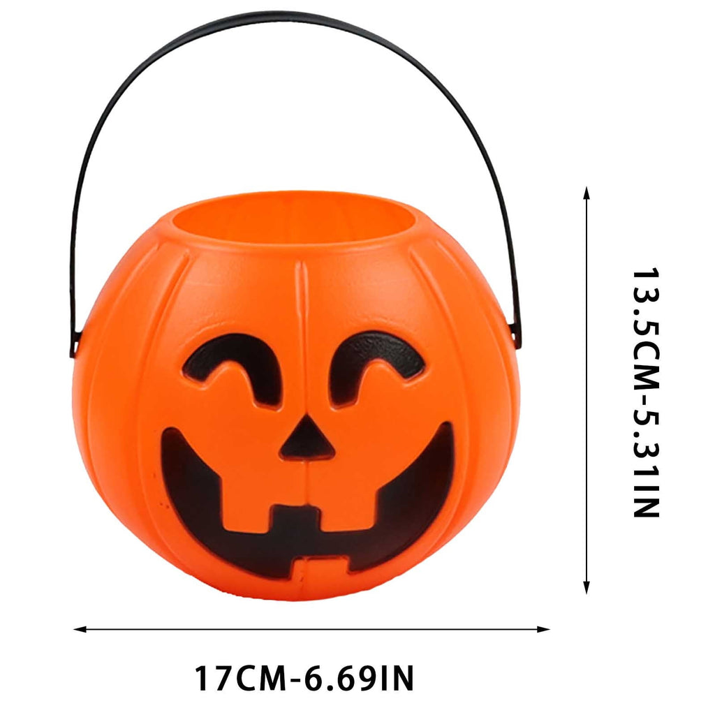 Kumdkd Halloween Pumpkin Bucket for Kids - Plastic Trick or Treat Candy Pail with Handle, Party Decor