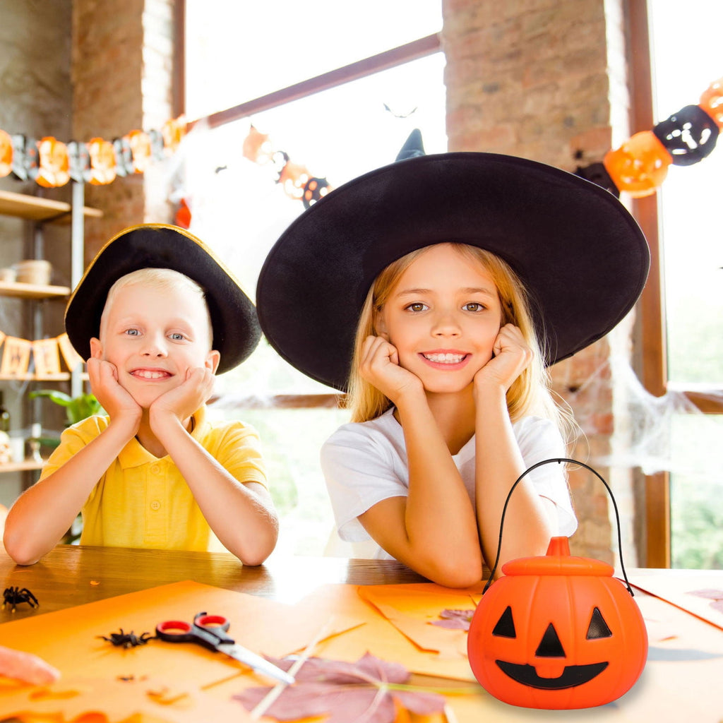 Kyusrd Trick or Treat Halloween Lantern Pumpkin Decoration Lighted Table Centerpieces Ornaments Spooky Pumpkin Prop Decor Decorative Wedding Candy Bowl Organizer Canisters