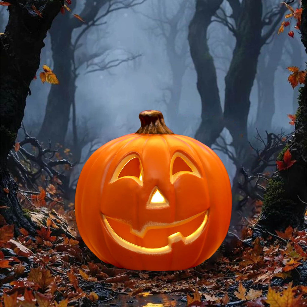 Halloween Pumpkin Lamp Light Decor,Battery Operated Halloween Jack-O-Lantern,Spooky Vintage LED Lighted Pumpkin Lights for Outdoor Indoor Tabletop Front Door Porch Garden Patio Yard