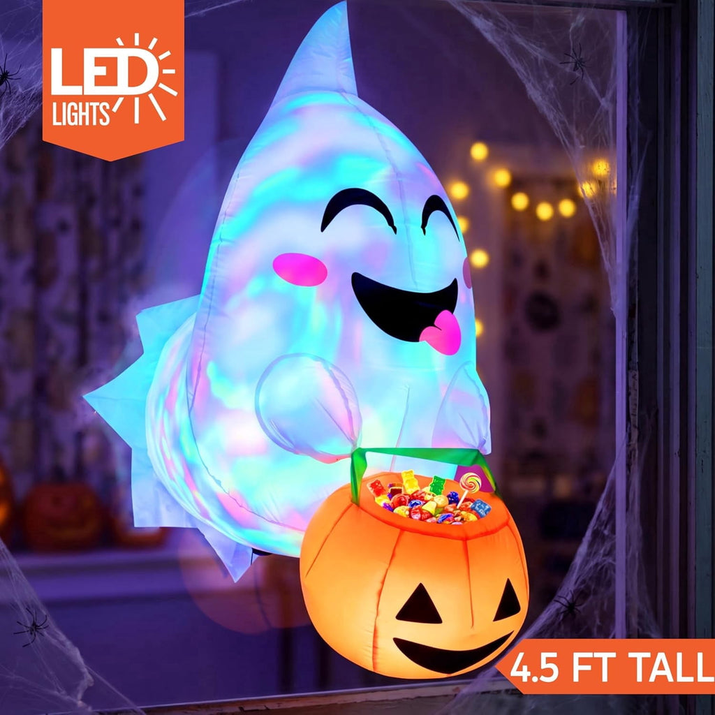 Joyfy 4 FT Halloween Inflatable Purple Octupos Head with Tentacles Broke Out from Window with Built-in LED Blow Up Inflatable for Window Decoration Yard Garden Lawn Decor