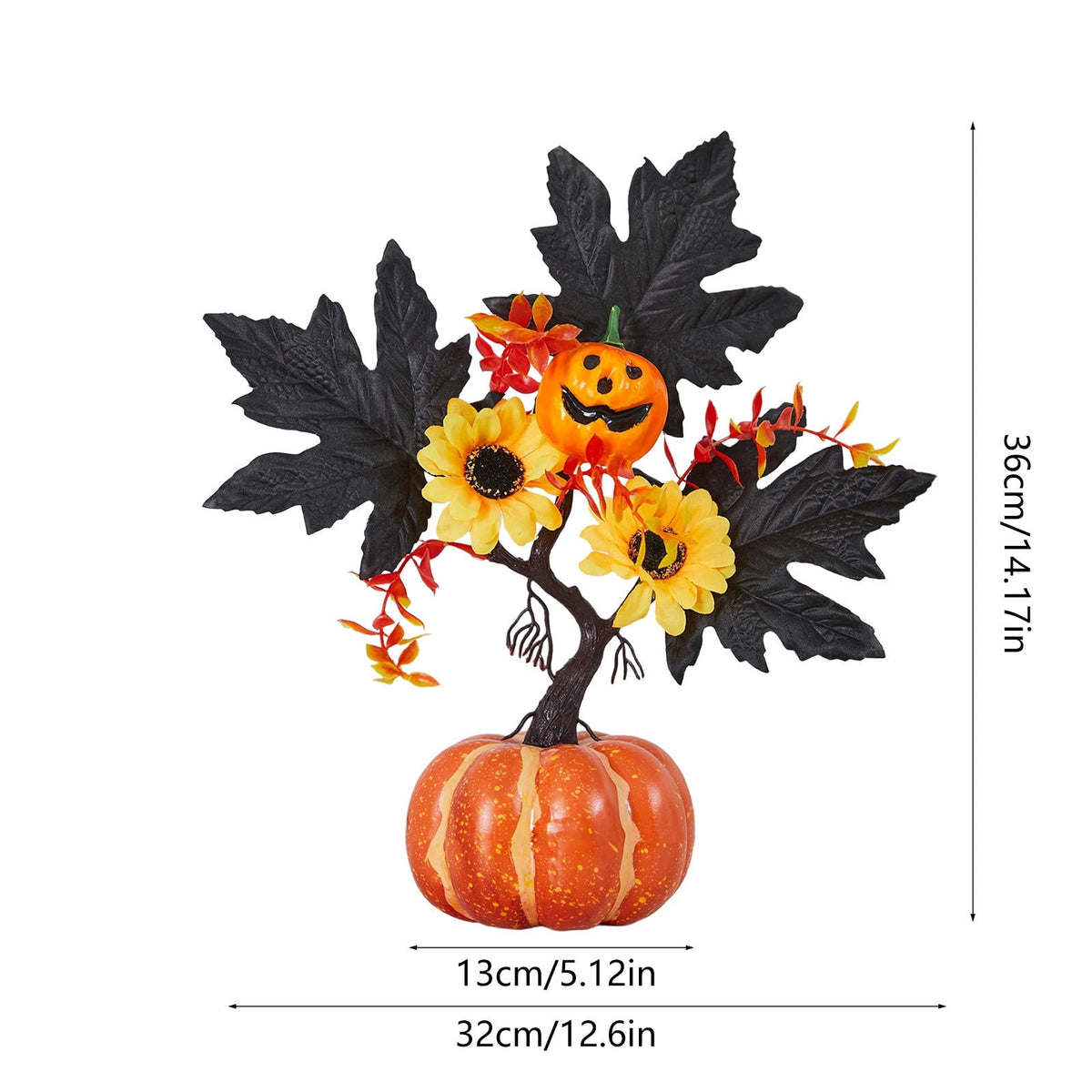 YSGFHGJW Halloween Thanksgiving Artificial Pumpkin Tree Decoration, Light Up with LED Lights, Fall Decor for Dining Table Living Room Porch