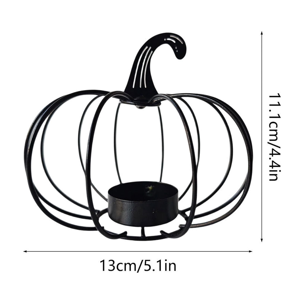 romoty Metal Wire Pumpkin Candle Holder, Vibrant Orange Iron Tealight Stand Tabletop Centerpiece Accent Halloween Thanksgiving Fall Harvest Dining Room Decoration