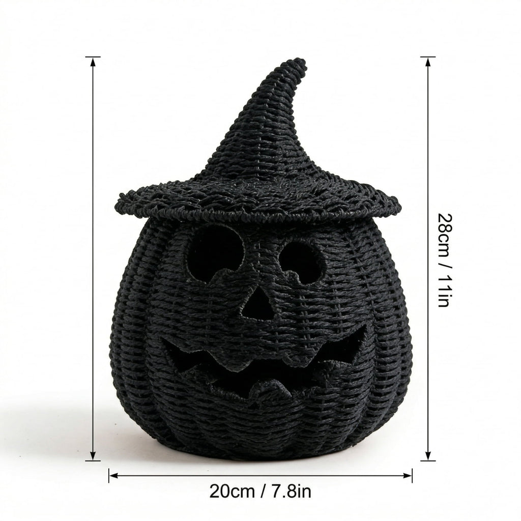 Handwoven Pumpkin Lantern, Rustic Vintage Halloween Decor, 28cm Woven Pumpkin Lantern Without LED Candle Light, Pumpkin Ornament for Mantel Doorstep Halloween Party Decorations