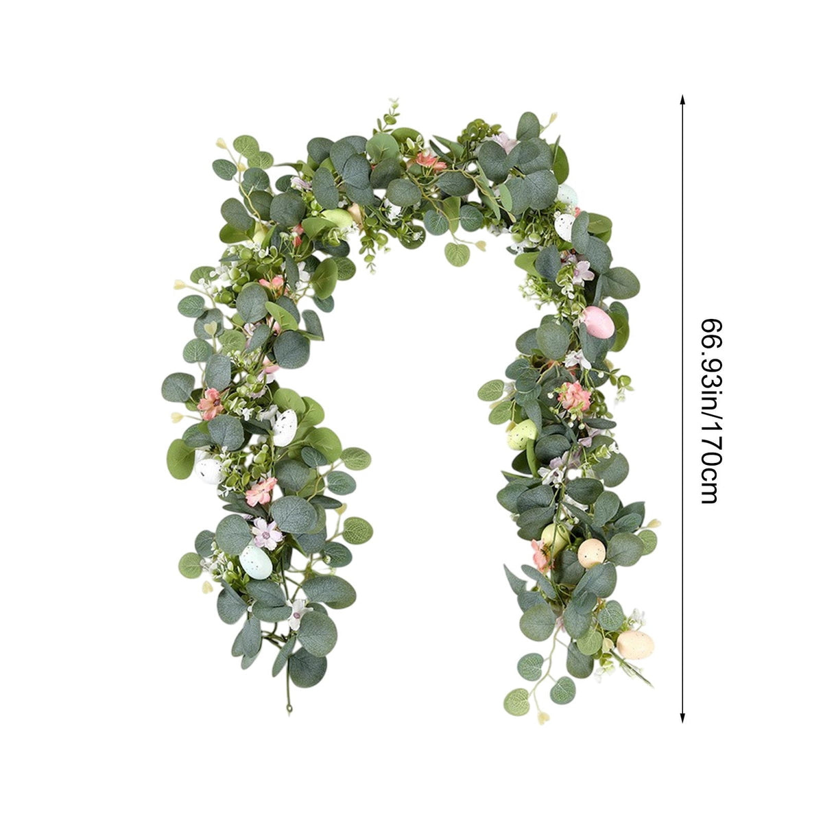 yulier Artificial Garland 70.86 inch Spring Garland with Flowers, Faux Vines Floral Hanging Garland for Holiday Wedding Spring Home Party Window Door Fireplace Table Indoor Outdoor Decor