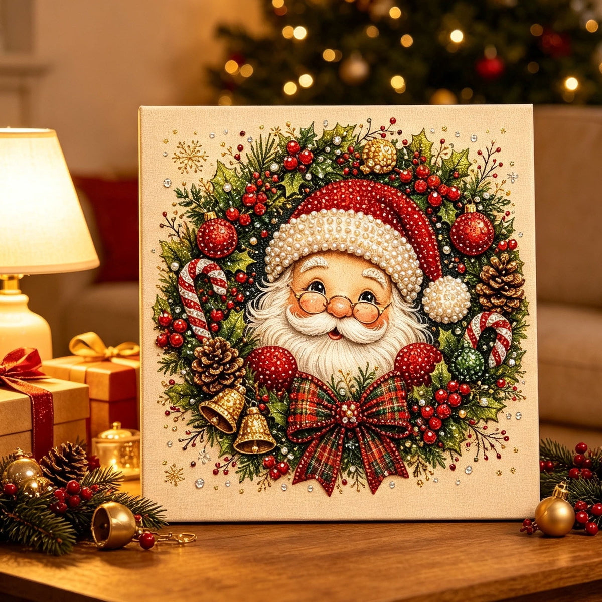 JWZZYD DIY Christmas Pearl Painting Art Kit with Frame, 9.8" Christmas Pearl Beads Art Craft Set, Gemstone Dots Beads for Holiday Christmas Wall Decor, Decoration Gift(Reindeer)