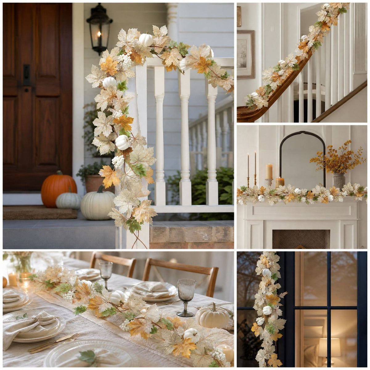 Spring Artificial Flowers Garland, 70 inch Fake Eucalyptus Vine Cherrys Blossoms Hanging Garland Rattan for Mantle Fireplace Wedding Indoor Outdoor Home Decor