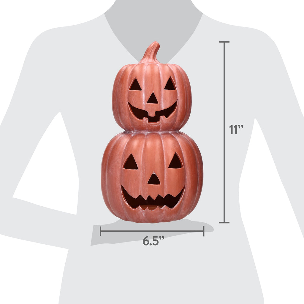 Ceramic Stacked Jack-o'-Lantern Decoration, Terracotta, 11.25", Halloween by Way To Celebrate