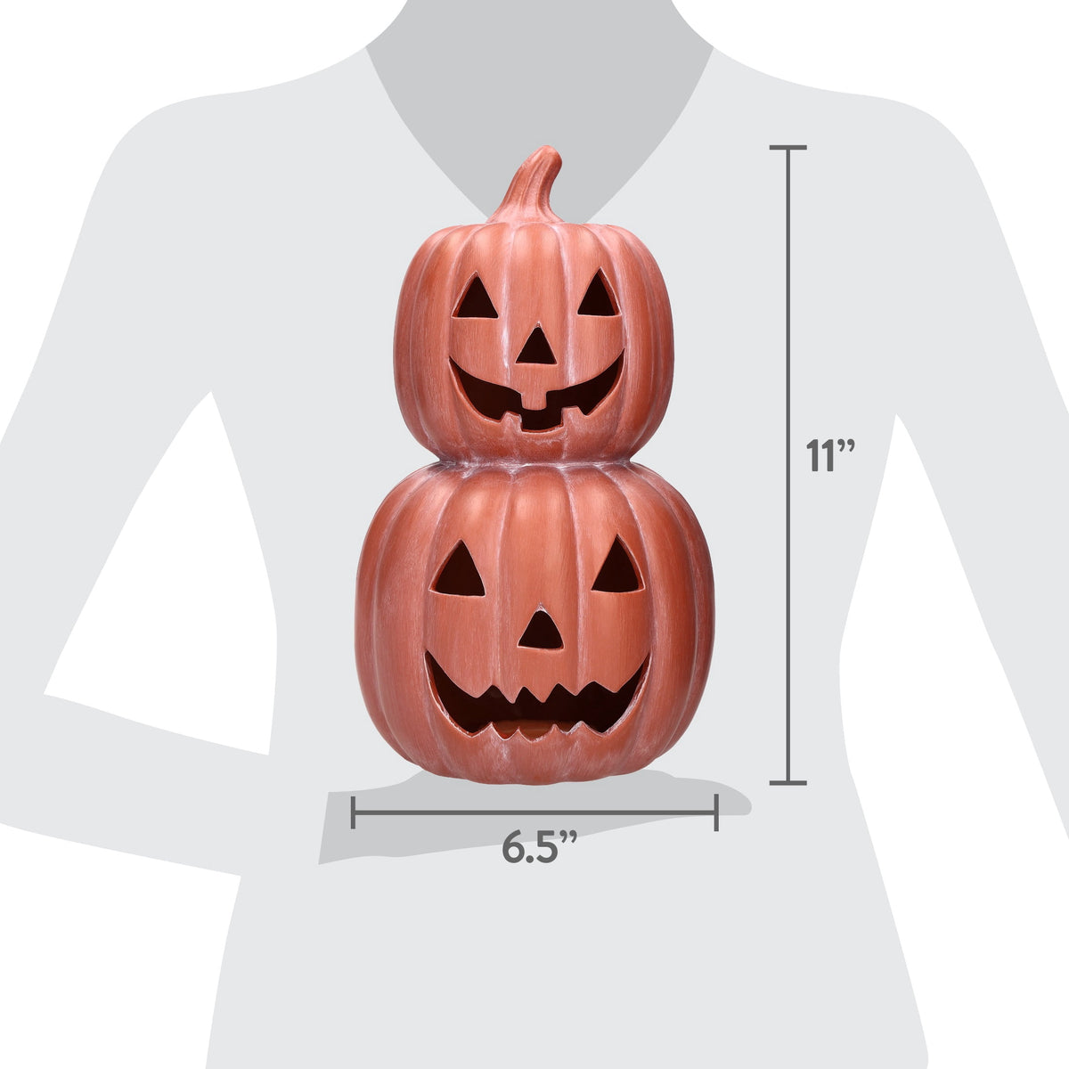 Ceramic Stacked Jack-o'-Lantern Decoration, Terracotta, 11.25", Halloween by Way To Celebrate