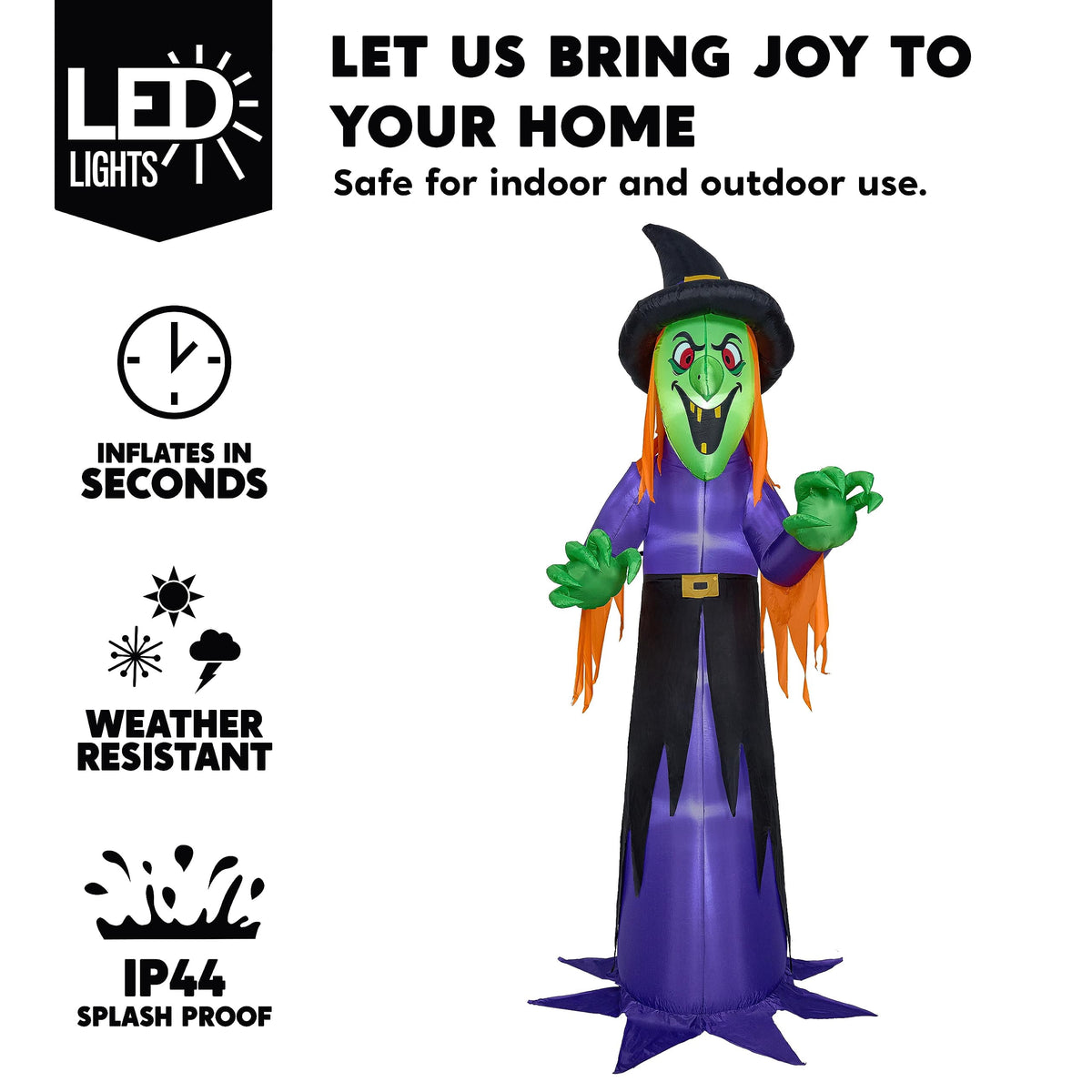 Joyfy 12 ft Giant Halloween Inflatable Pumpkin Ghost Vampire with Skull Decoration with Built-in LEDs,Ghost Halloween Decorations Outdoor Blow Up Yard Lawn Decoration