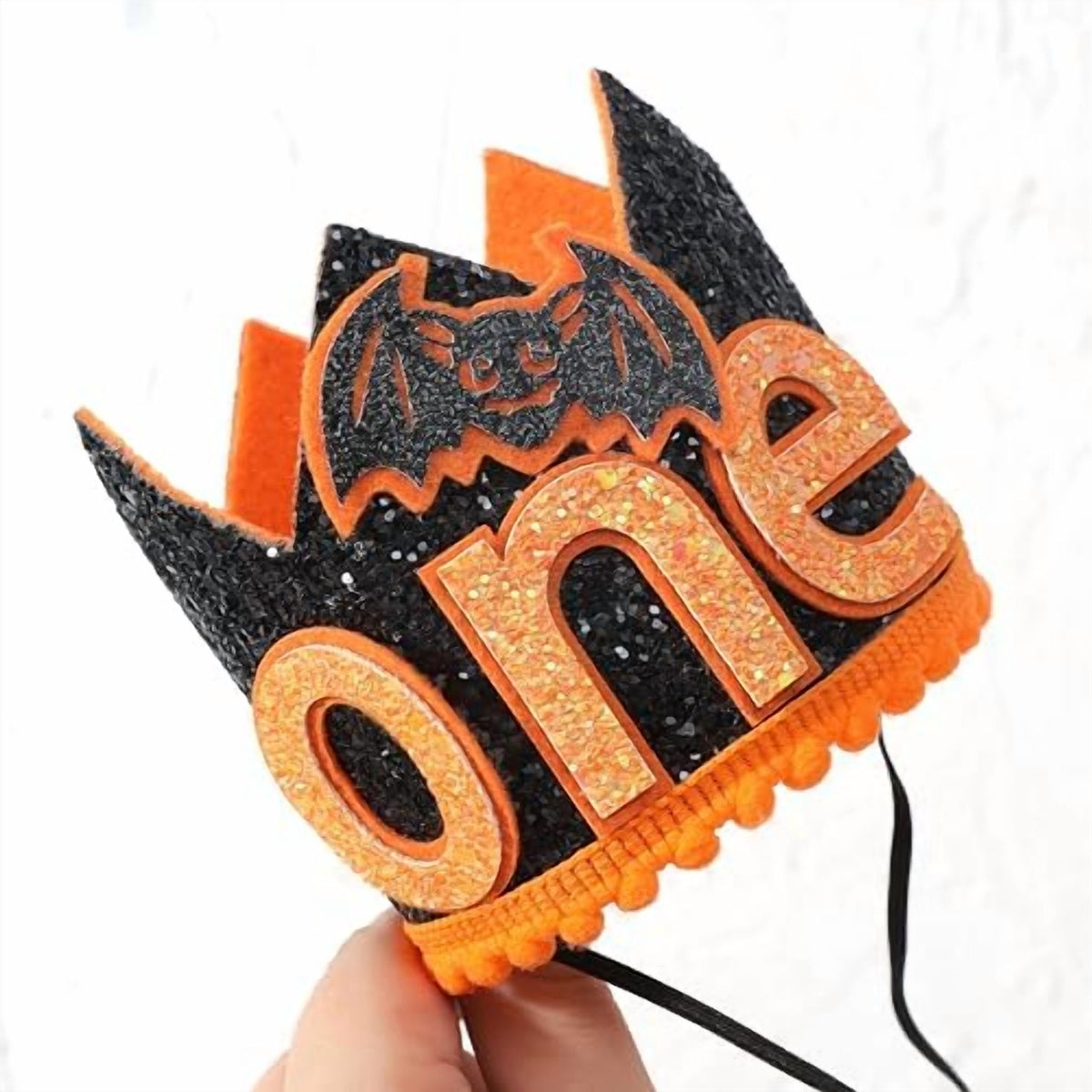 Pumpkin First Birthday Crown - 1st Halloween Party Hat, Little Pumpkin hat, Headwear, Halloween Bats Decor