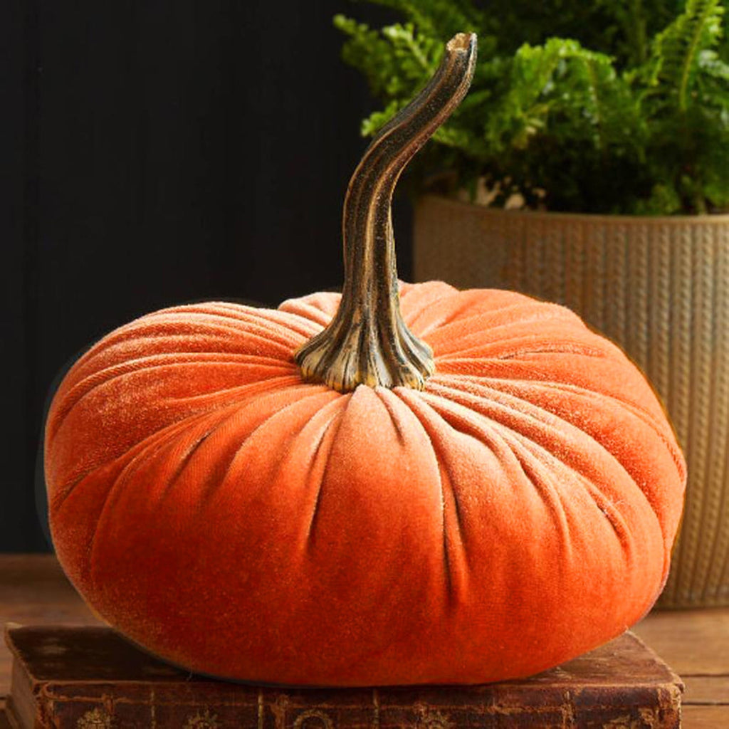 Large Fake Handmade Green Velvet Pumpkins Artificial Fall Harvest Halloween Decoration for Home Kitchen Farmhouse Thanksgiving Wedding Festival