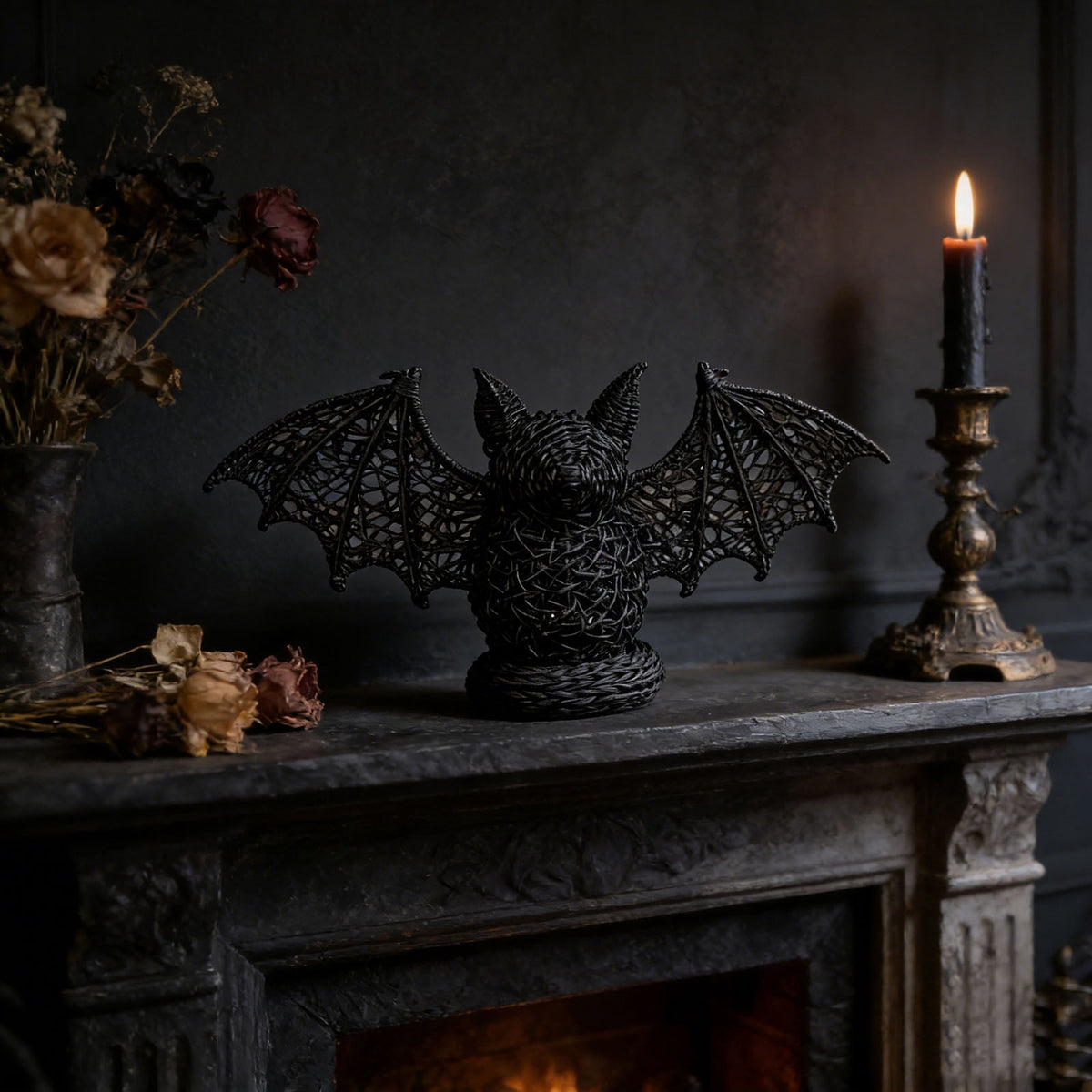 2026 Black Halloween Pumpkin, Halloween Seaweed and Pumpkin Decorations Fall Table Centerpiece for Autumn Fall Holiday Party Home Decor and Festive Fireplace Mantel Display , 11.8 Inch A