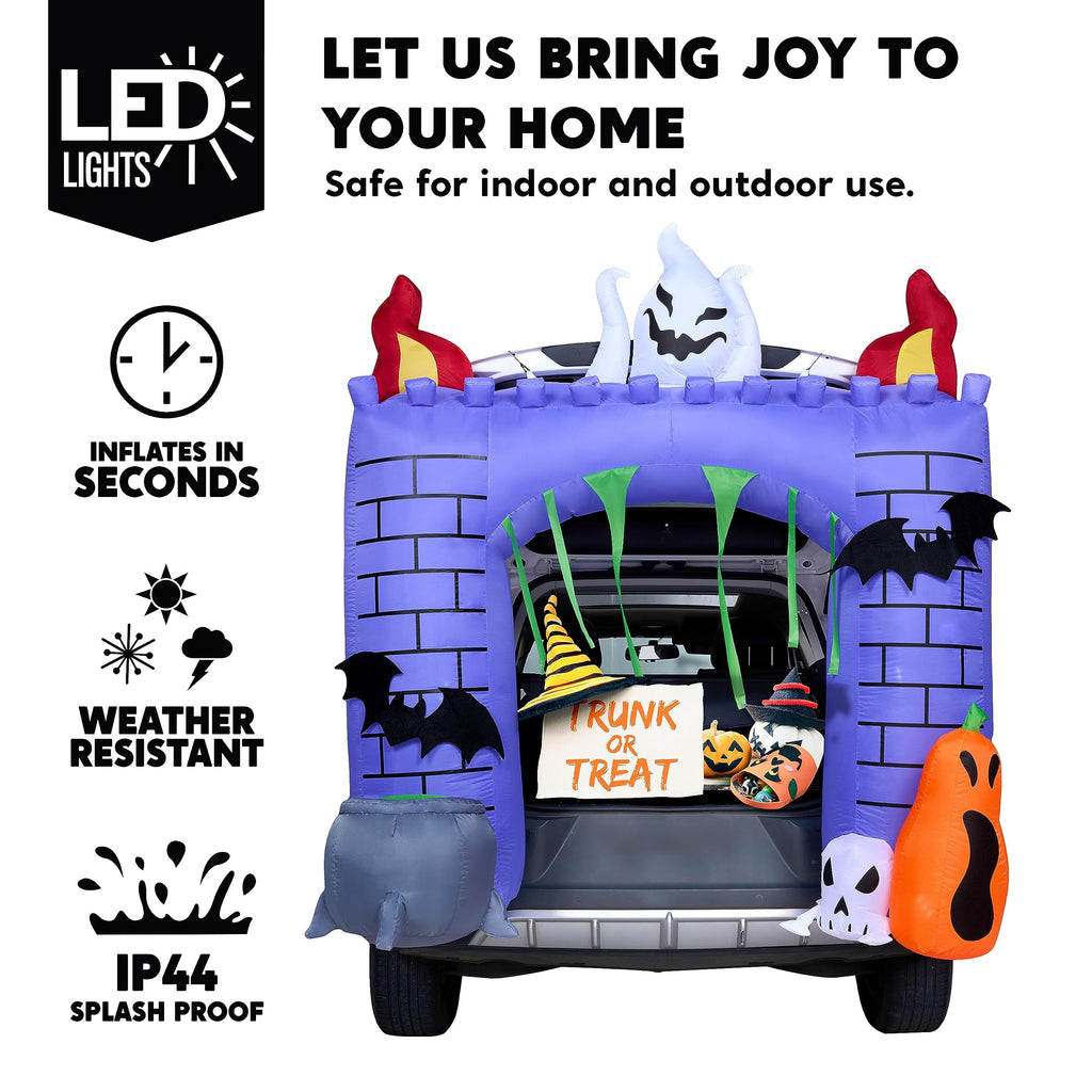 Joyfy 5 FT Halloween Inflatable Ghost Decoration with Colorful LEDs,Trunk or Treat Car Decorations Kit Ghost Trio with Built-in LED Light for Halloween Party Indoor,Outdoor,Yard,Garden Decor