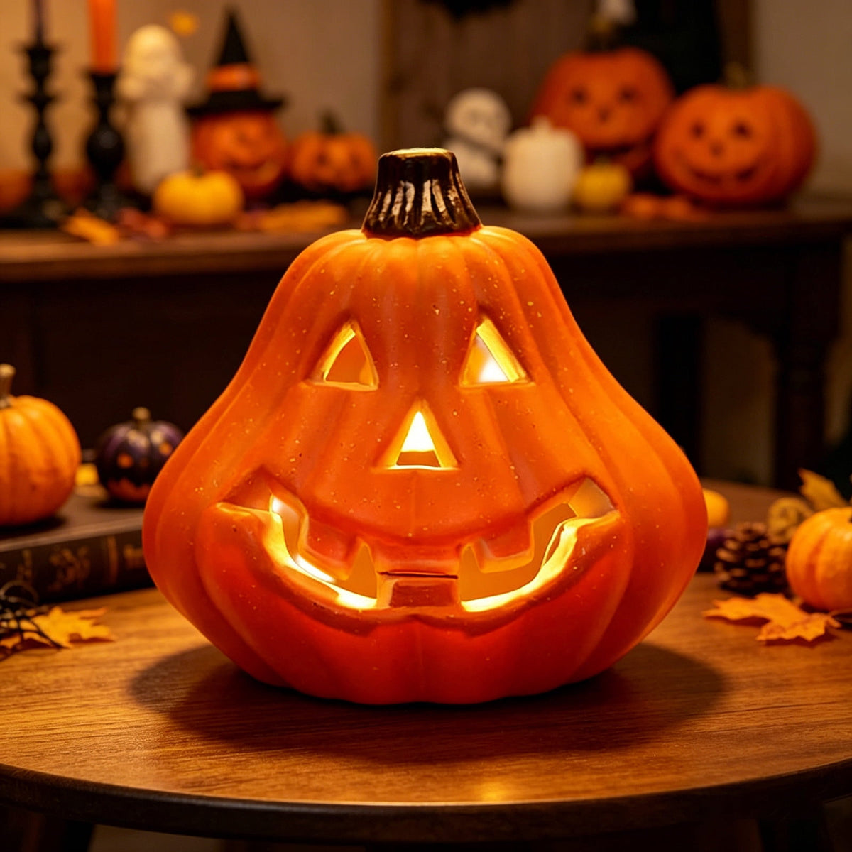 AuroraX Halloween Lighted Pumpkin Decoration Halloween Outdoor Pumpkin Decor Plastic Large Porch Waterproof Halloween Decorations for Yard Orange