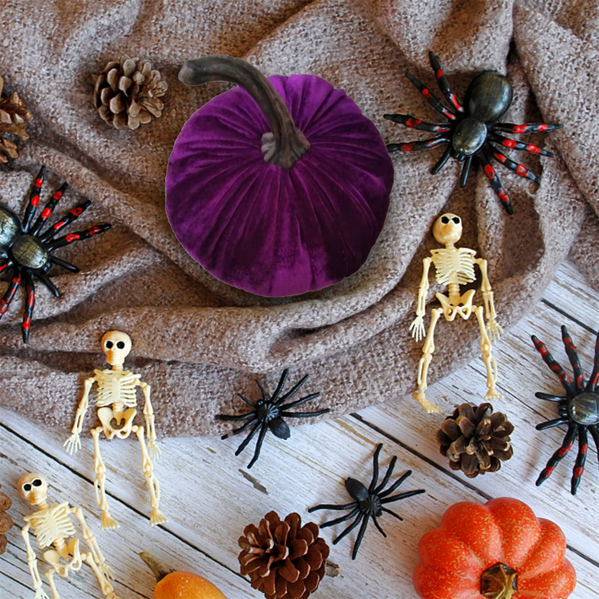 Sahpxhe Halloween Pumpkin Decorations Halloween Velvet Pumpkins Decor Super Soft Stuffed with Exquisite 15*15cm