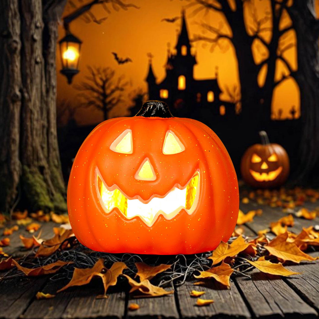 Halloween Pumpkin Lamp Light Decor,Battery Operated Halloween Jack-O-Lantern,Spooky Vintage LED Lighted Pumpkin Lights for Outdoor Indoor Tabletop Front Door Porch Garden Patio Yard