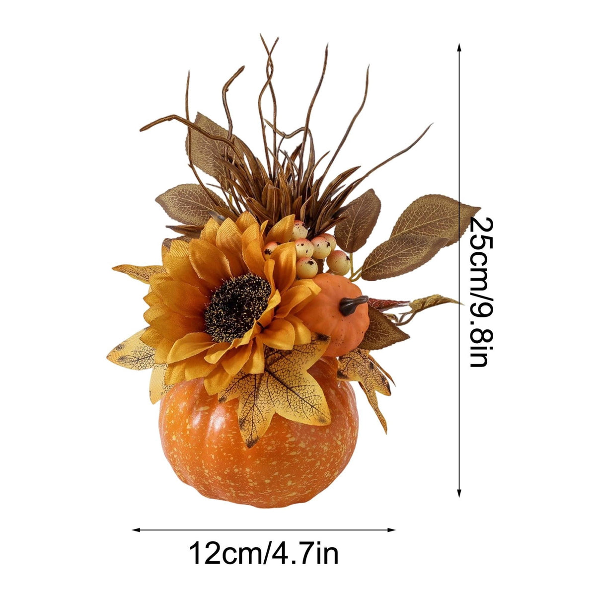 Pumpkin Decor with Artificial Flower Sunflowers Fall Decorations for Home Tabletop Kitchen Party Thanksgiving Harvest