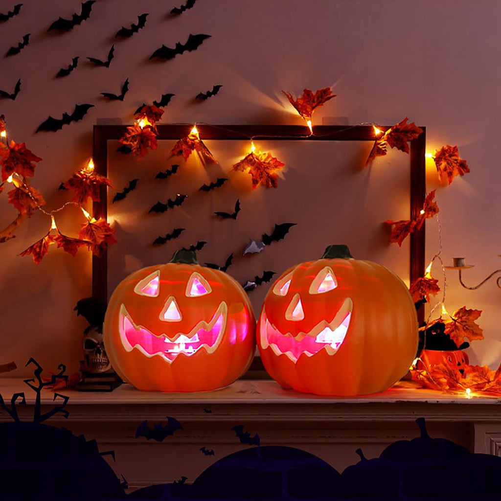 Halloween Pumpkin Lamp Light Decor,Battery Operated Halloween Jack-O-Lantern,Spooky Vintage LED Lighted Pumpkin Lights for Outdoor Indoor Tabletop Front Door Porch Garden Patio Yard