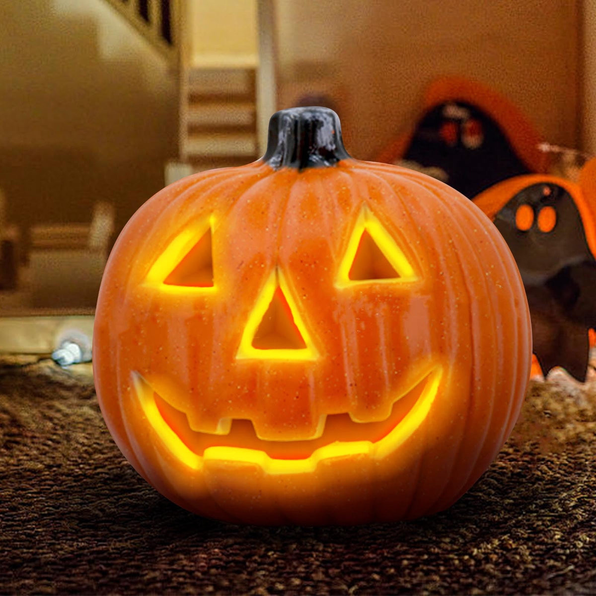 Sunshinehomely Halloween LED Pumpkin Lights, Halloween Pumpkin Lights Battery Operated Halloween Pumpkin Decoration Lights for Indoor Outdoor Halloween Party Tabletop Decorations