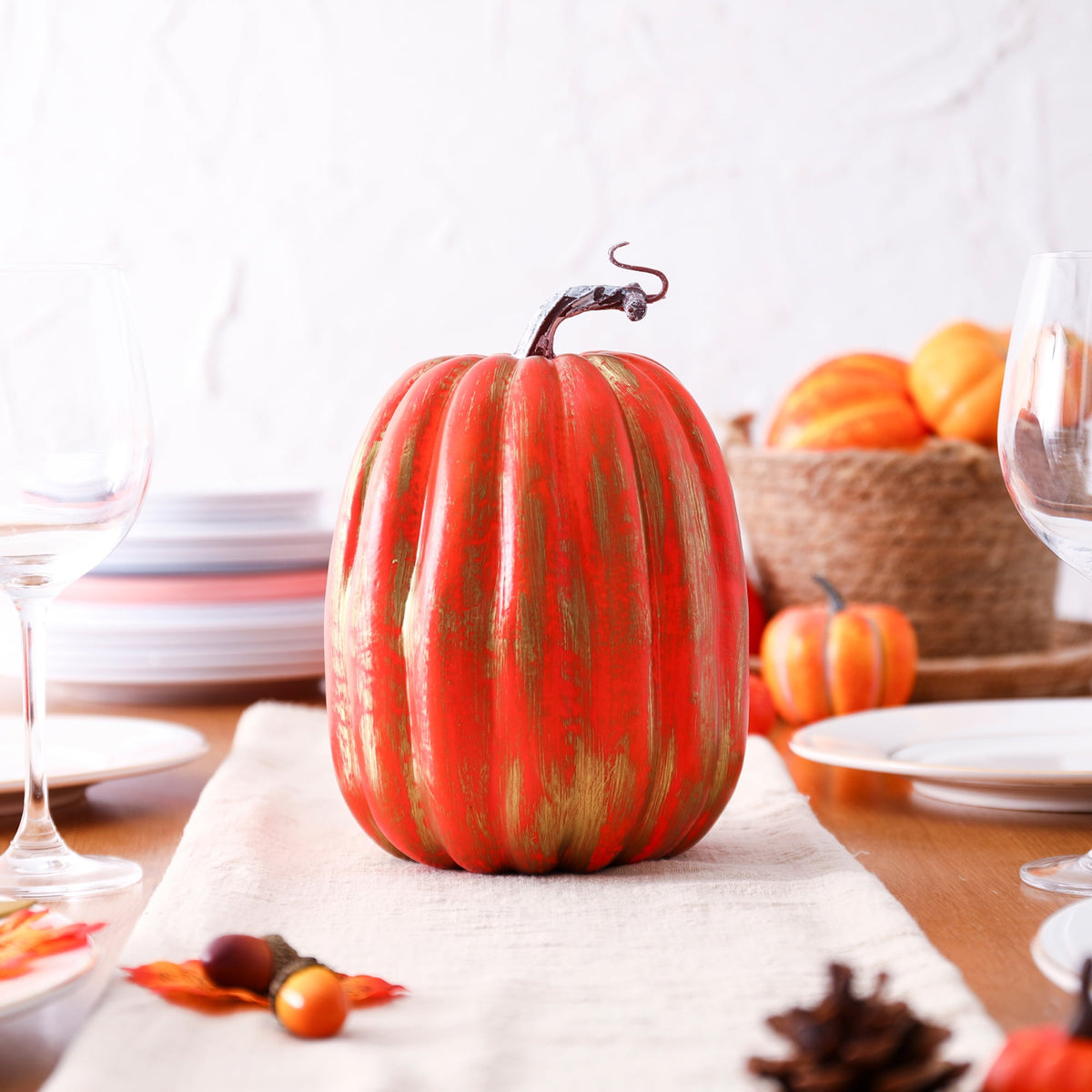 RUINIXCW 8 Inch Large Artificial Pumpkins Fall Decorations Thanksgiving Halloween Pumpkins Giant Fake Pumpkins Foam Pumpkins Autumn Harvest Home Decor
