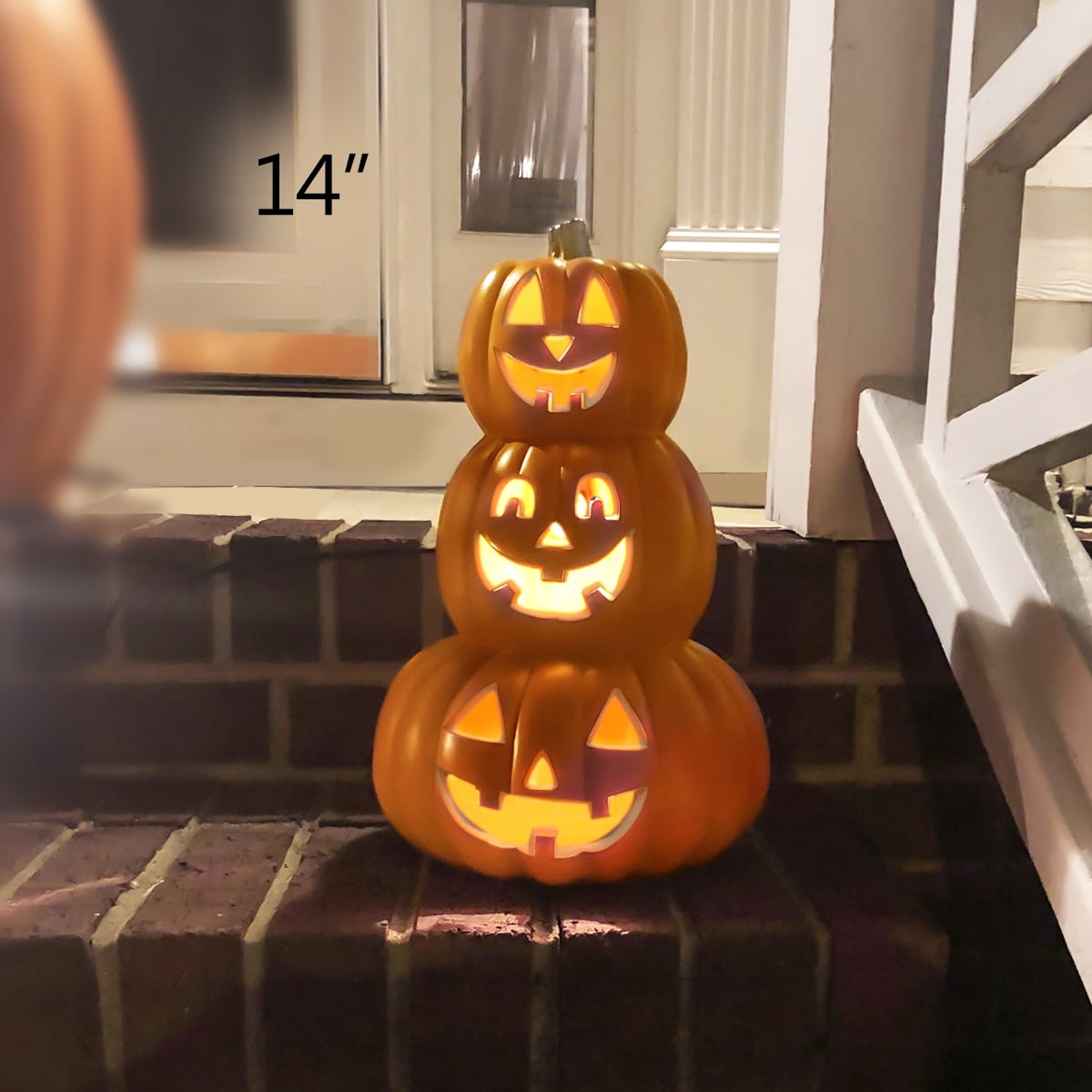 Gamexcel 3 Pack Light Up Jack O Lantern Pumpkins, 10/14/16 in Waterproof LED Halloween Decorations for Indoor Outdoor Porch Yard