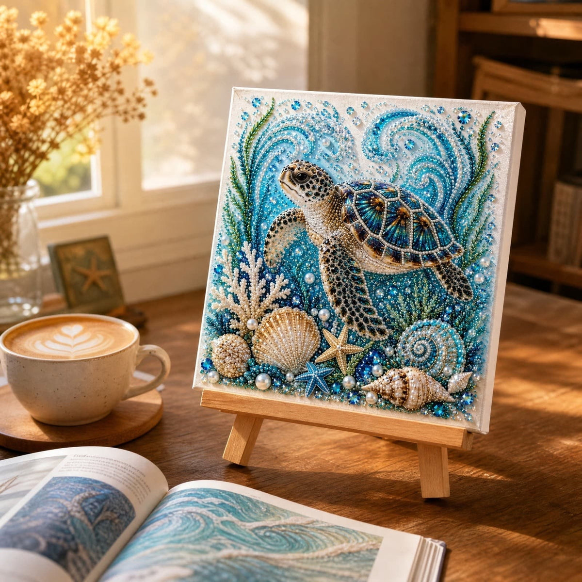 JWZZYD DIY Christmas Pearl Painting Art Kit with Frame, 9.8" Christmas Pearl Beads Art Craft Set, Gemstone Dots Beads for Holiday Christmas Wall Decor, Decoration Gift(Reindeer)