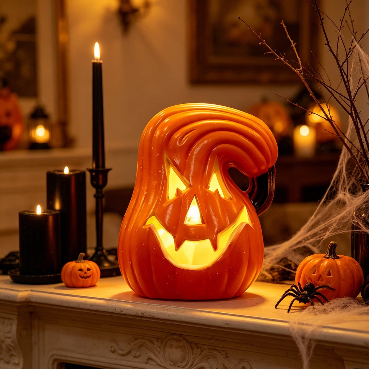 Halloween Lighted Pumpkin Large Plastic LED Pumpkin Decoration for Outdoor Yard Porch Home Storefront Shopping Mall Holiday Display Decor