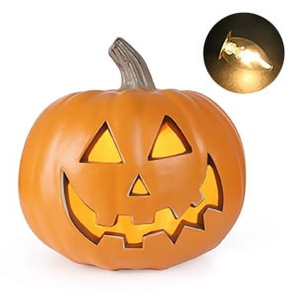 DUNCHATY 10in Halloween LED Light Up Pumpkin Jack O Latern Lamp Decor for Yard Garden Indoor Outdoor