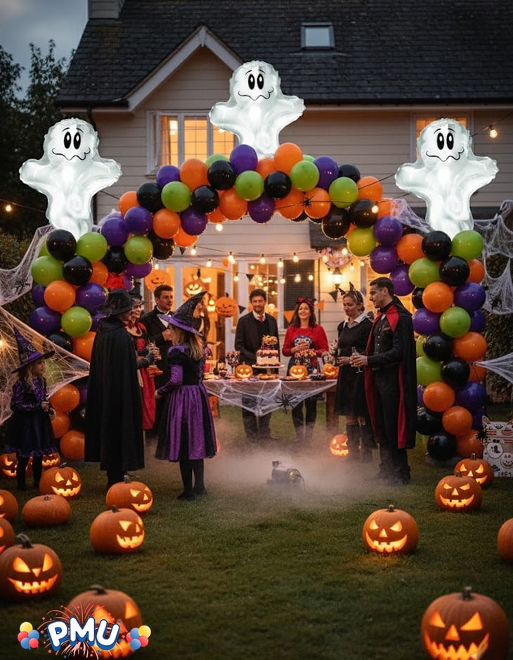 PMU Halloween Flying Ghost 24 Inch Mylar-Foil Balloon (10/pkg) Pkg/1