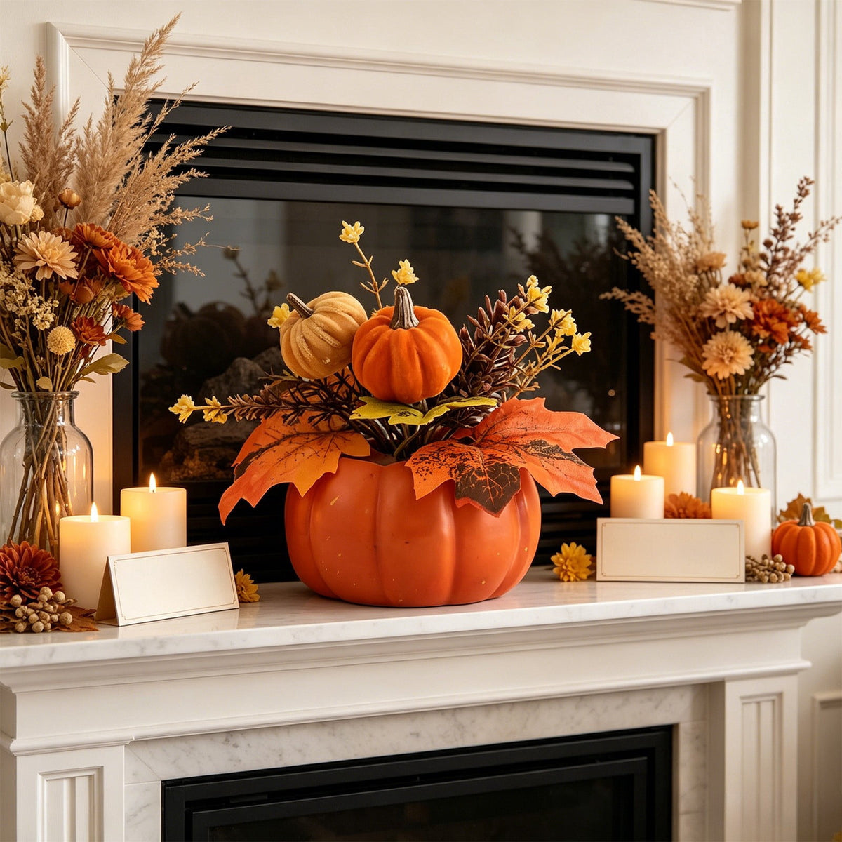 Pumpkin Decor with Artificial Flower Sunflowers Fall Decorations for Home Tabletop Kitchen Party Thanksgiving Harvest