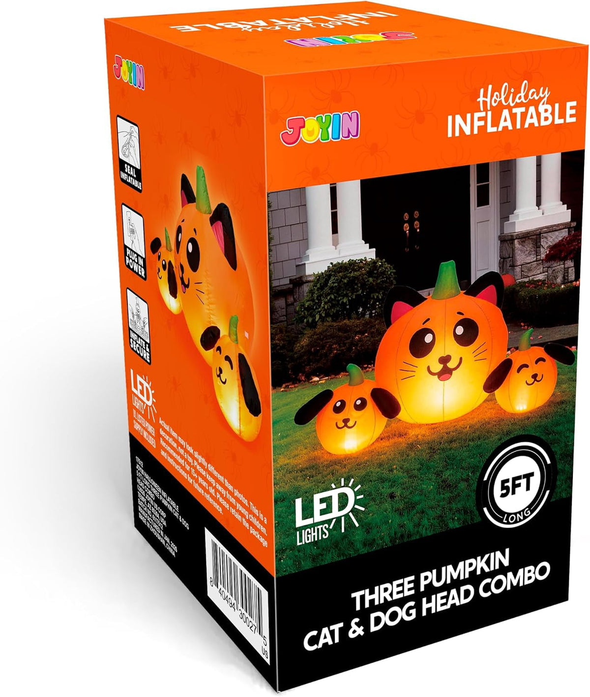 Joyfy 10 Ft Tall Halloween Inflatables Pumpkin,Giant Pumpki Blow Up Decor with Built-in LED Lights,Outdoor Decorations for Yard,Lawn,Garden